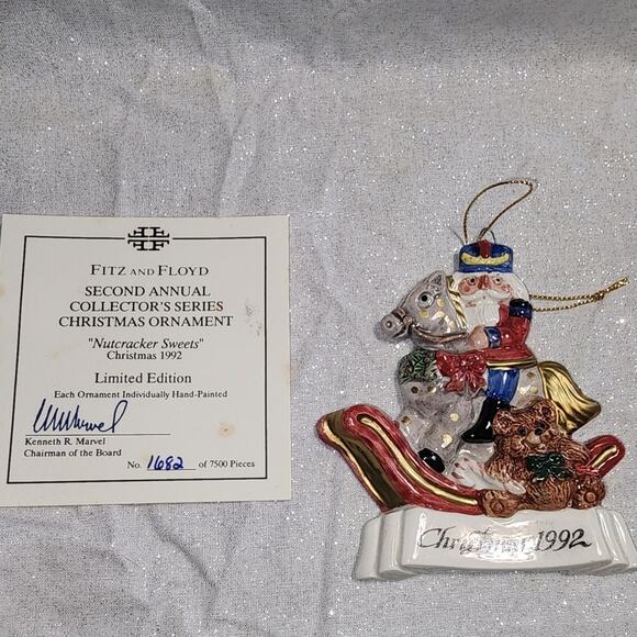 Fitz and Floyd 1992 Nutcracker Sweets Rocking Horse Christmas Ornament - Picture 2 of 7
